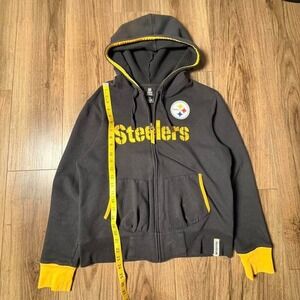 Y2K Reebok Steelers black zip up hoodie (0085)
